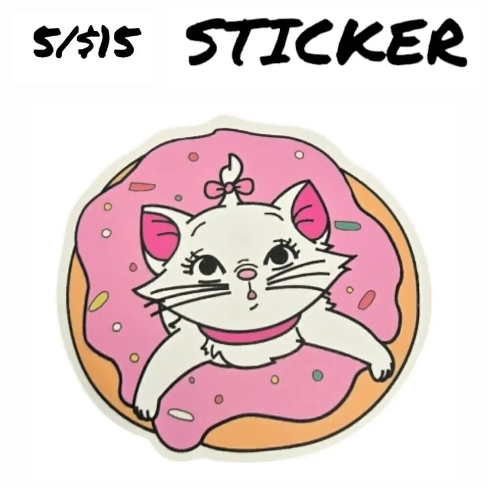 Aristocats Marie Sticker Self-Adhesive Laptop Water Bottle White Cat Bow Disney